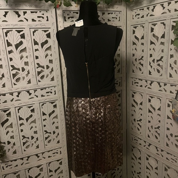 GIRLS/JR NWT! GOLD GLAM SEQUINED WITH BLACK BACKGROUND SLEEVELESS MINI DRESS - Picture 6 of 11